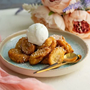 Banana Fritters with Vanilla Ice Cream